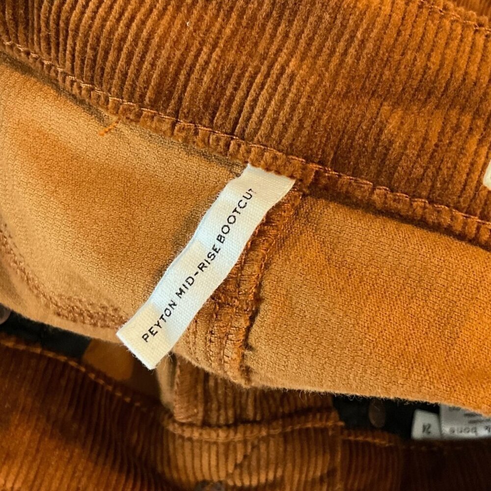Rag & Bone Peyton Mid Rise Bootcut Pants Corduroy Gold Brown Size 24 - Picture 9 of 12